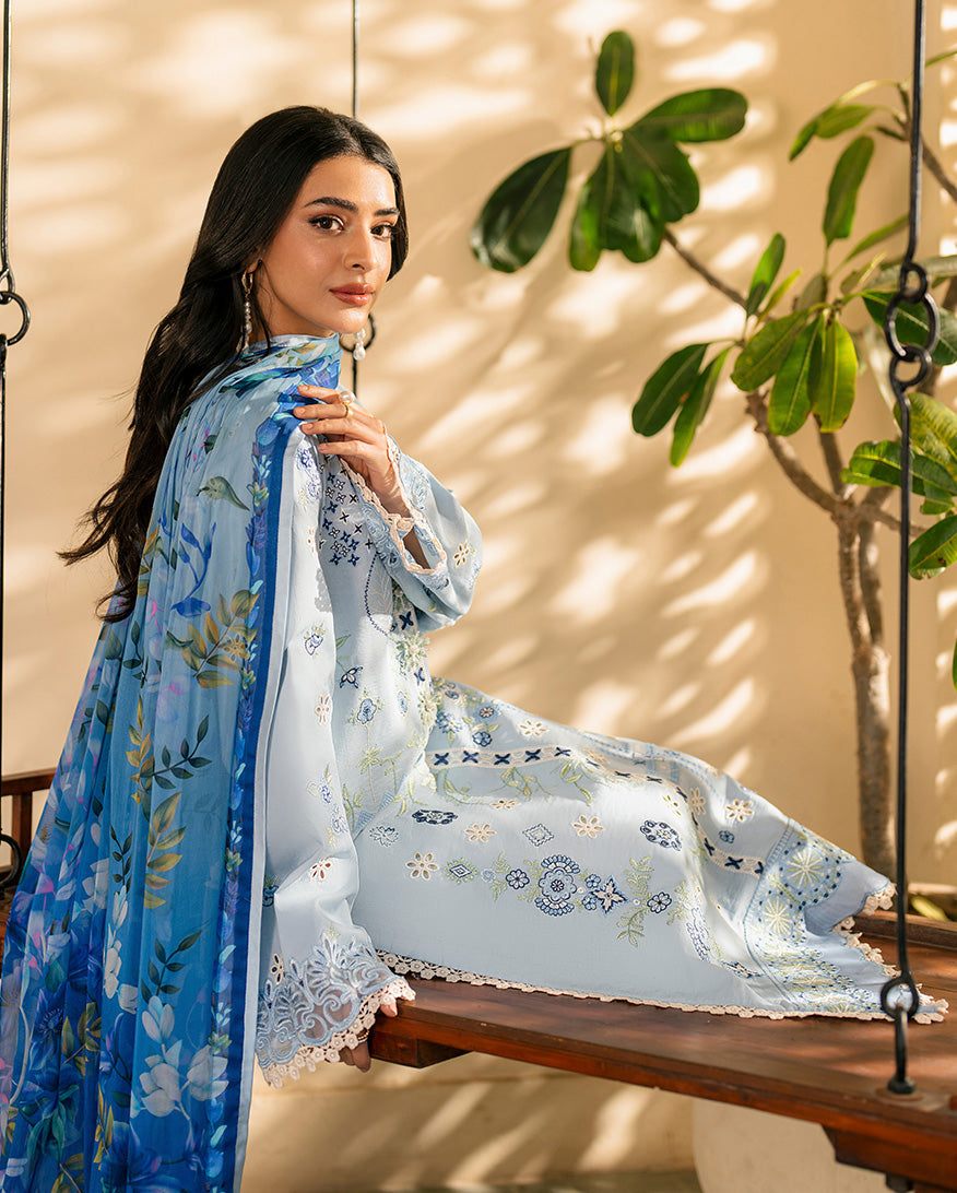 QL-1049 Chikenkari Embroidered Lawn 3pc