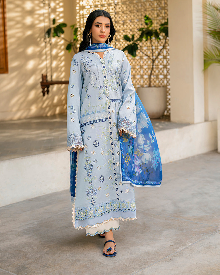 QL-1049 Chikenkari Embroidered Lawn 3pc