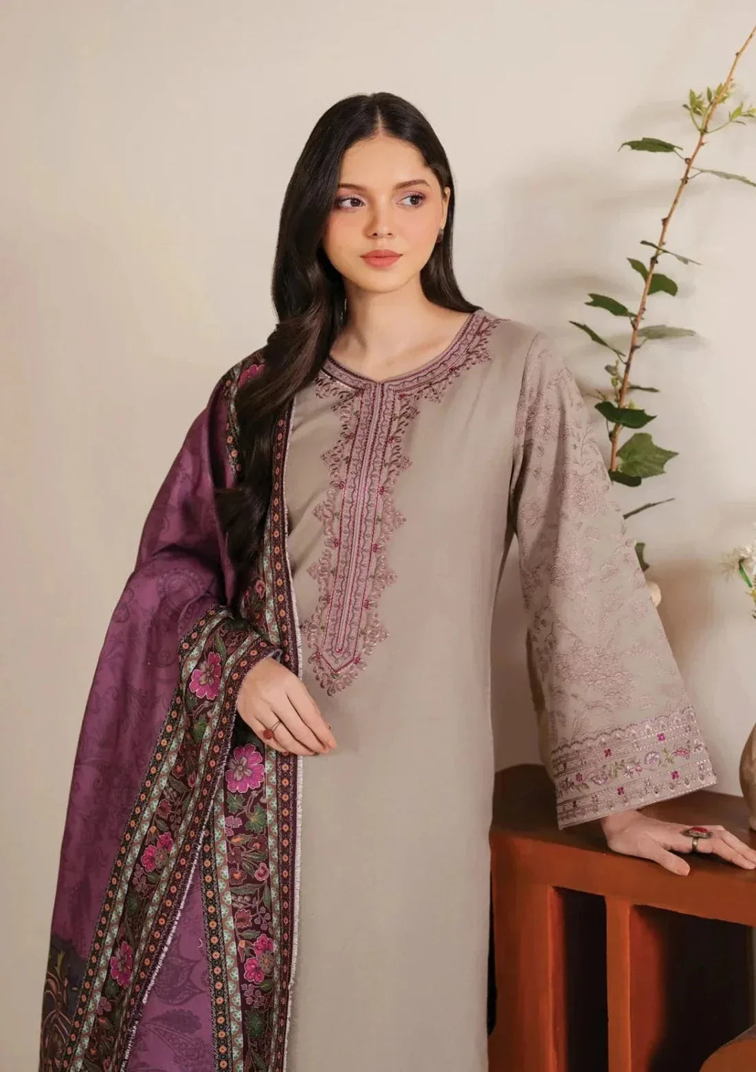 Sapphire SP-34 Embroidered Dhanak 3pc