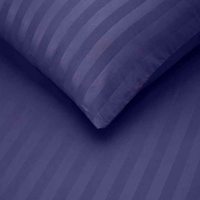 Navy Blue Satin Stripe Fitted Sheet Set Satin Stripe Fitted Sheets