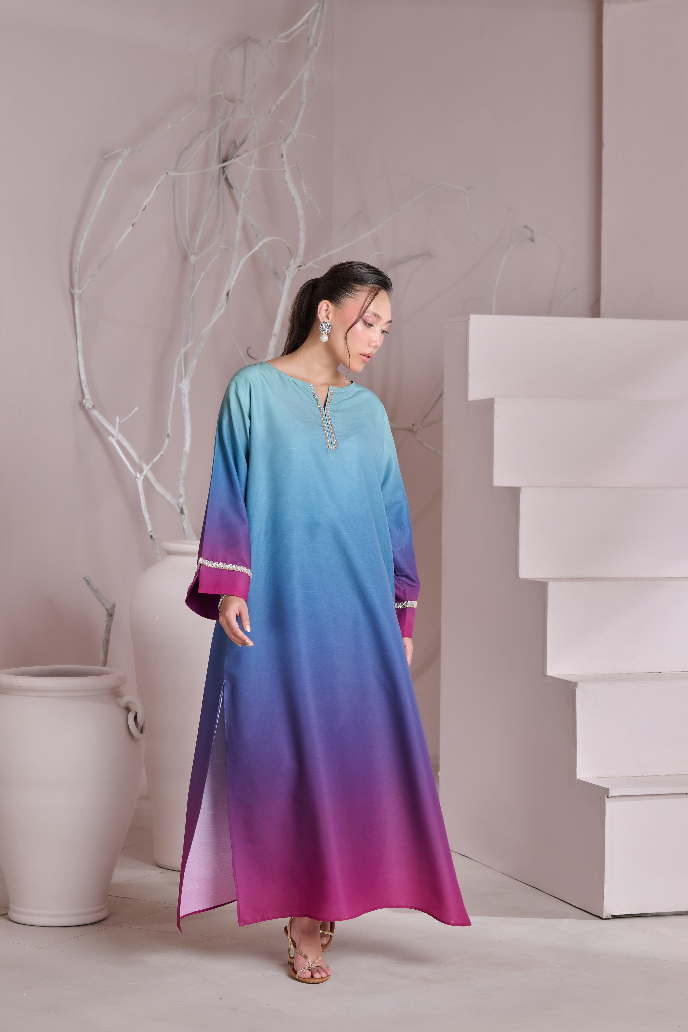 Silk 3Piece Printed Kaftan Set RL-402