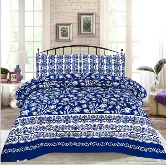 Dynasty Cotton 3Pc Flat Bedsheet Set Bed Sheets