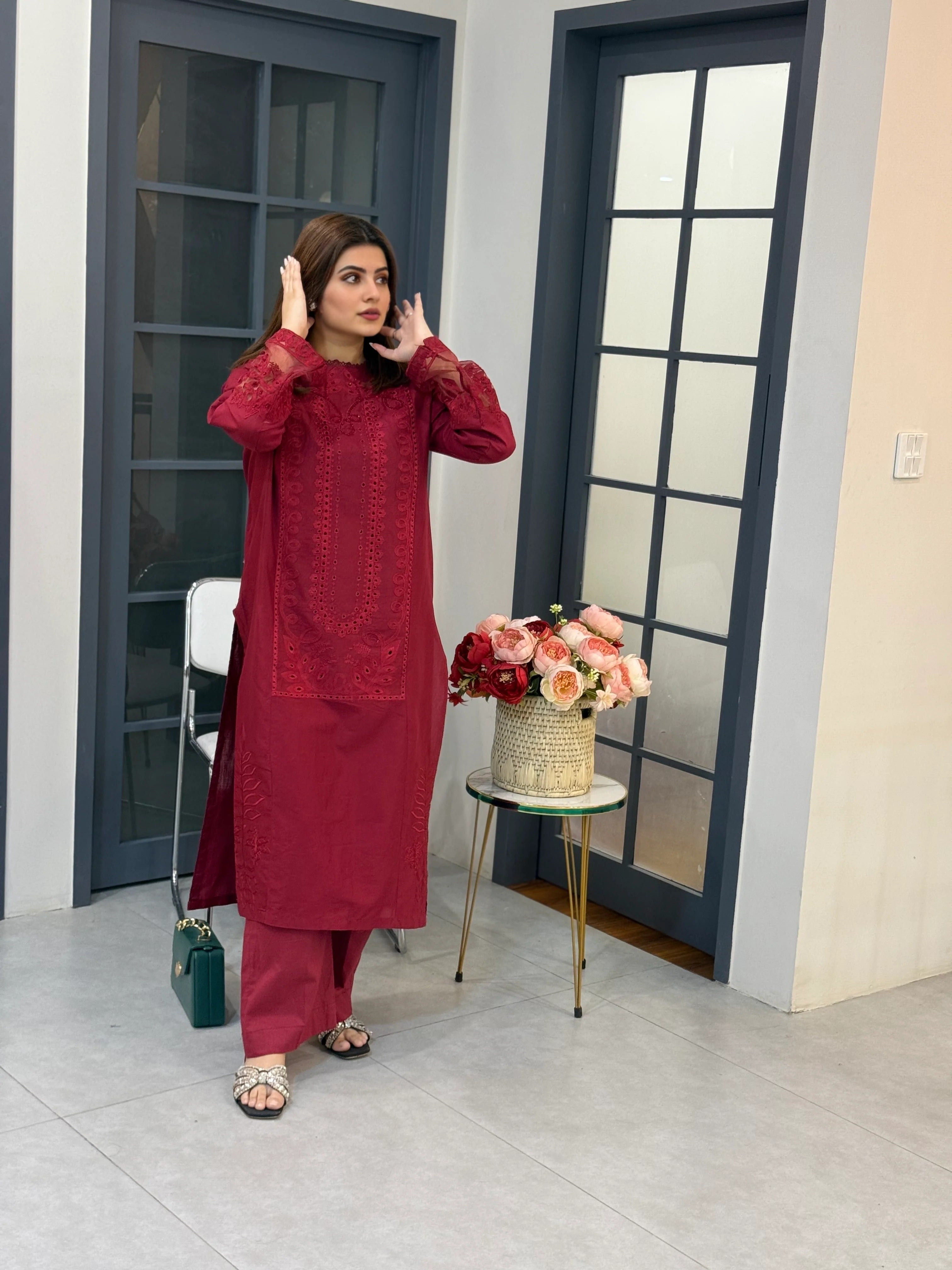 RL 390 lawn  chikankari