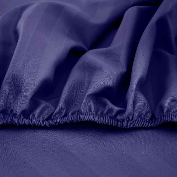 Navy Blue Satin Stripe Fitted Sheet Set Satin Stripe Fitted Sheets