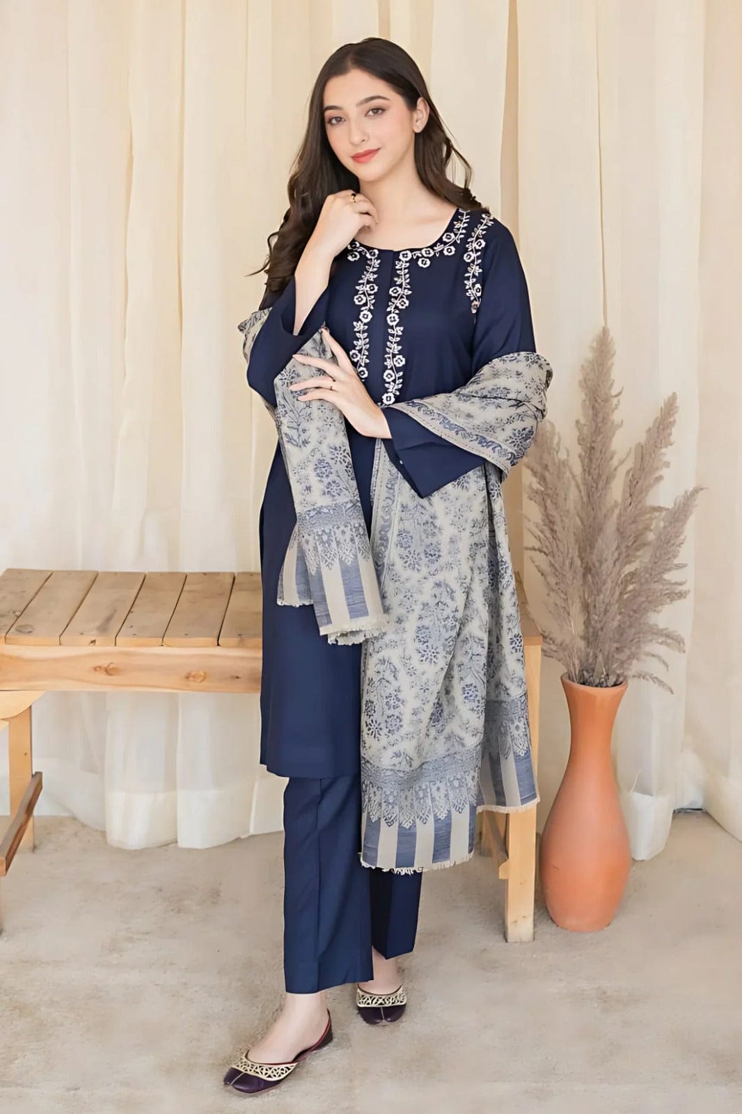 Sapphire SC-841 Blue Embroidered Dhanak 3pc