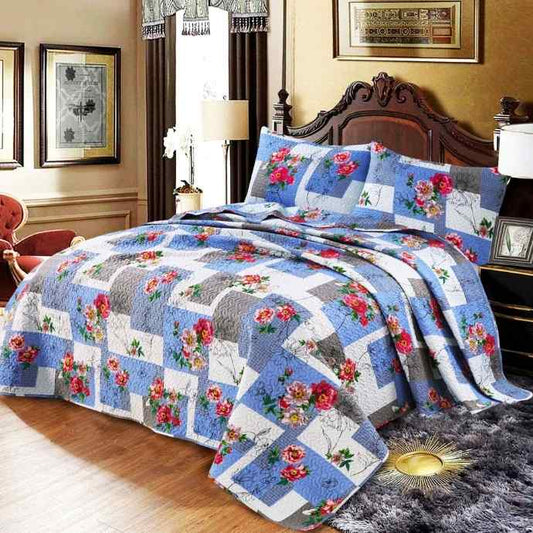 Reversible 6Pc Ultrasonic Quilted Bedspread Set Printed Bedspread