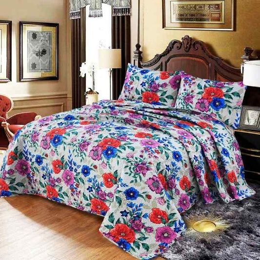 Reversible 6Pc Ultrasonic Quilted Bedspread Set Printed Bedspread