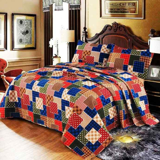 Reversible 6Pc Ultrasonic Quilted Bedspread Set Printed Bedspread