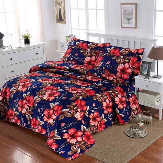 Reversible 3Pc Ultrasonic Quilted Bedspread Set Printed Bedspread