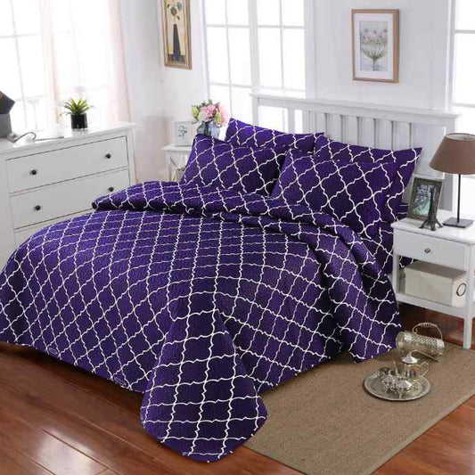 Reversible 3Pc Ultrasonic Quilted Bedspread Set Printed Bedspread