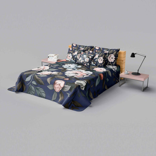 Magnolia Sapphire 4Pc Digital Printed Bedsheet Set Digital Printed Bedsheets