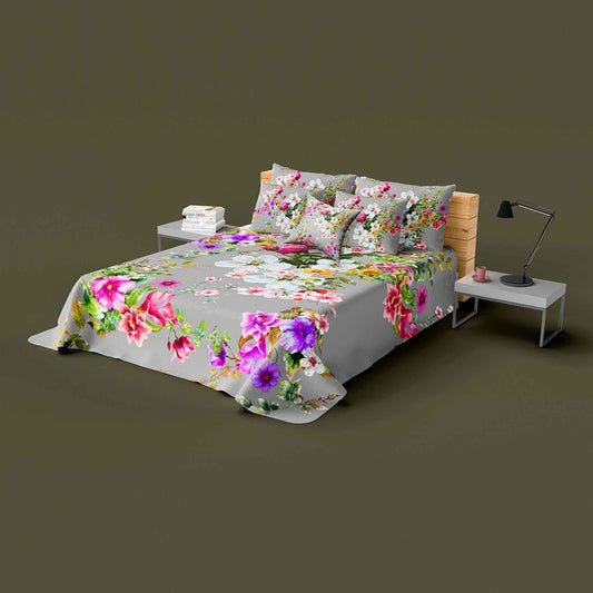 Spring Floral 4Pc Digital Printed Bedsheet Set Digital Printed Bedsheets