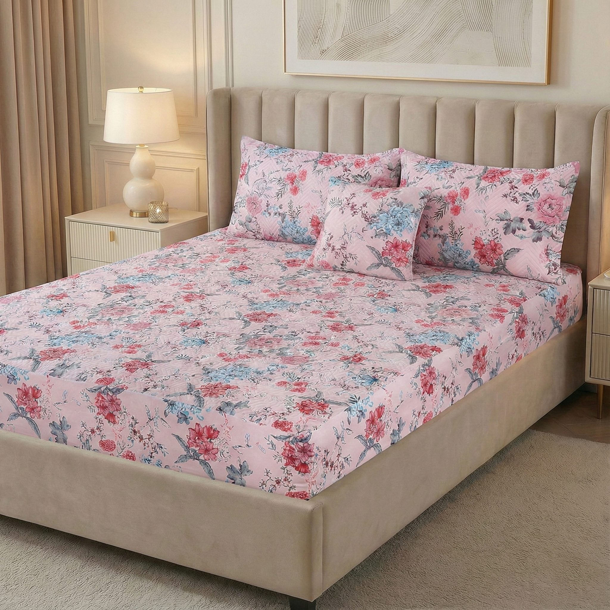 Royal Linen Quilted Fitted Set (King) - Code RL-43