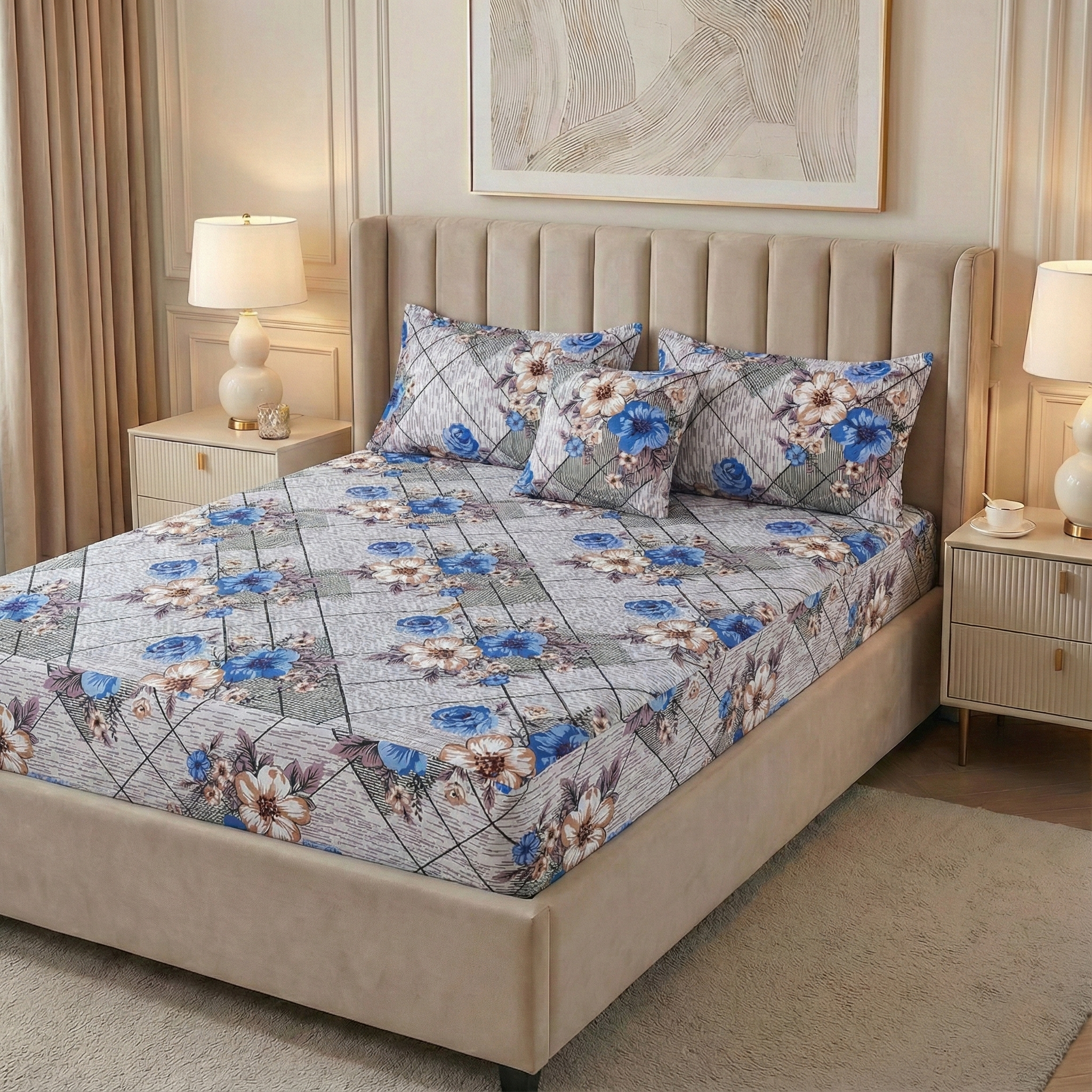 Royal Linen Quilted Fitted Set (King) - Code RL-54