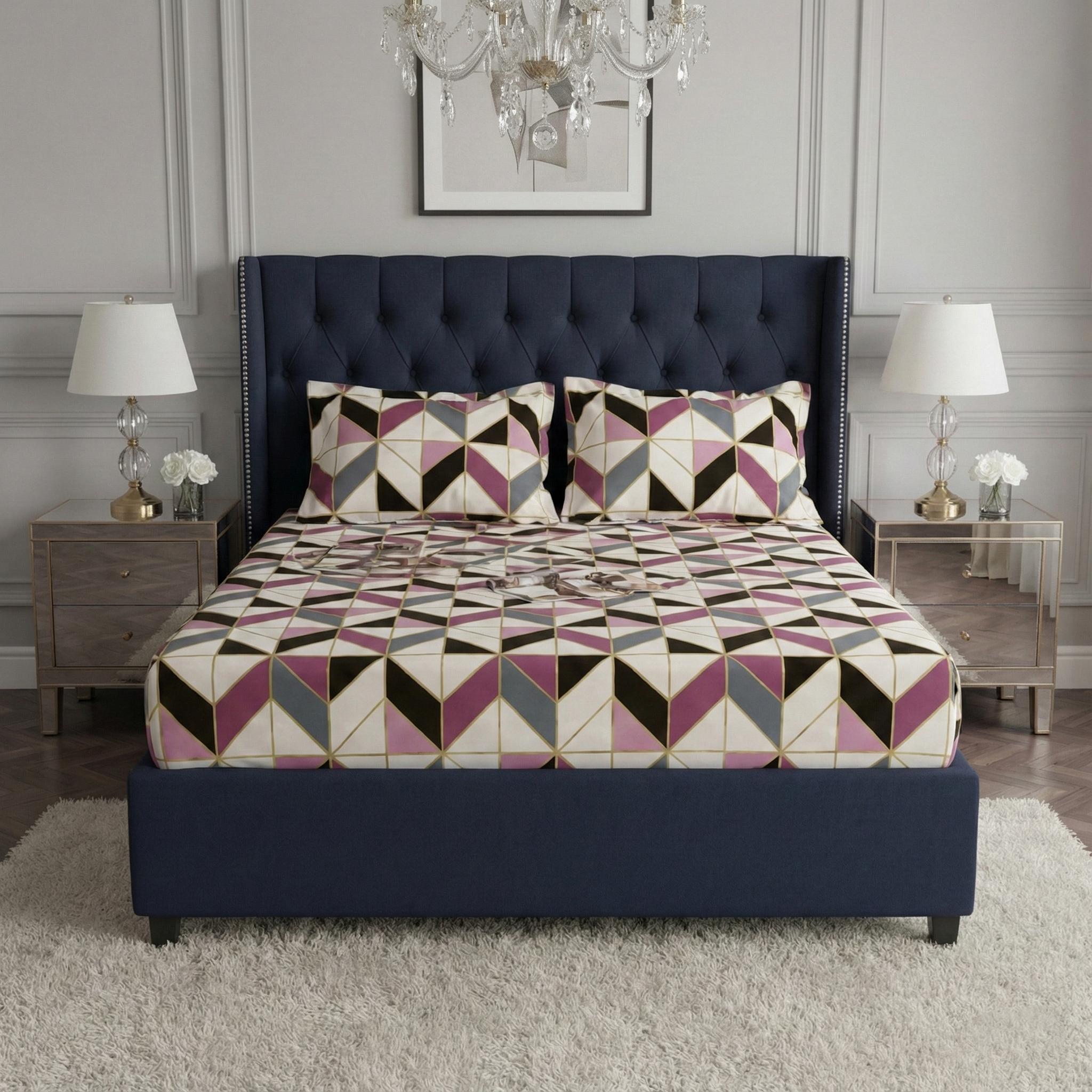 Royal Linen Printed Fitted Set (King) - Code RL-24