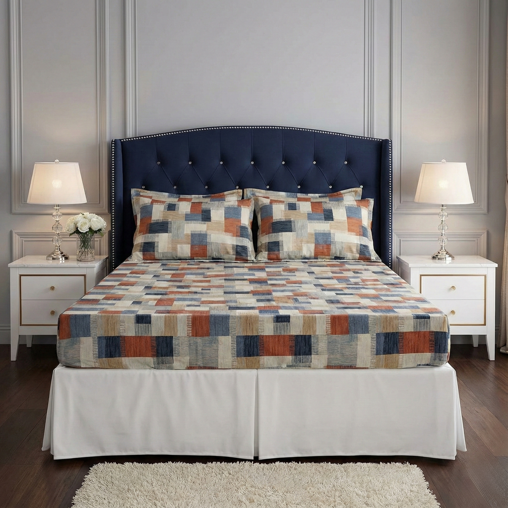 Royal Linen Printed Fitted Set (King) - Code RL-29