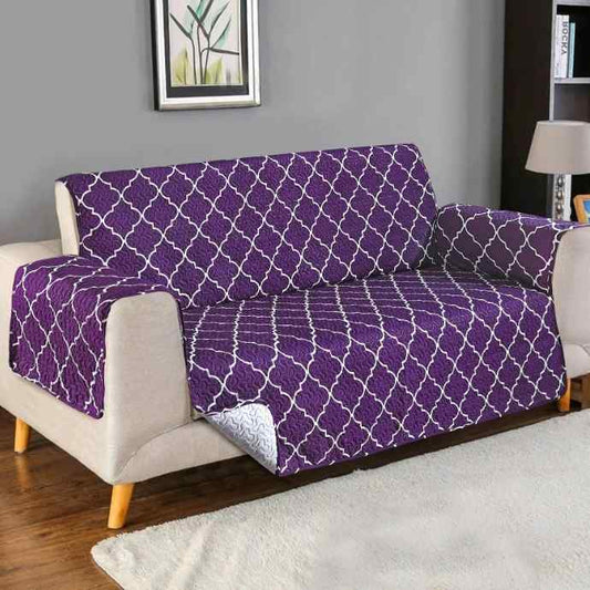 5 Seater Ultrasonic Quilted Sofa Cover (Purple) Sofa Cover