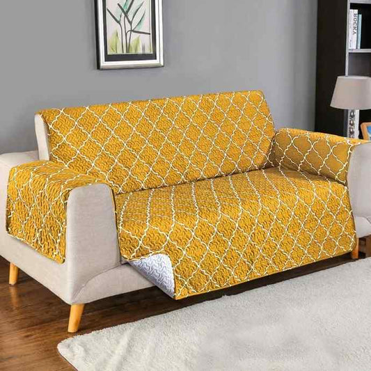 5 Seater Ultrasonic Quilted Sofa Cover (Mustard) Sofa Cover