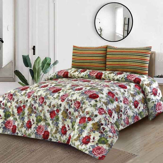 Dynasty Cotton 3Pc Flat Bedsheet Set Bed Sheets