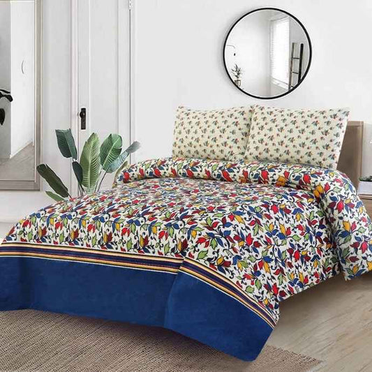 Dynasty Cotton 3Pc Flat Bedsheet Set Bed Sheets