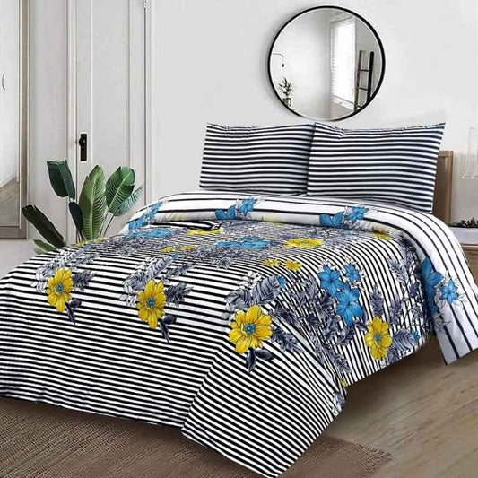 Dynasty Cotton 3Pc Flat Bedsheet Set Bed Sheets