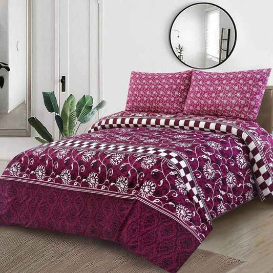 Dynasty Cotton 3Pc Flat Bedsheet Set Bed Sheets