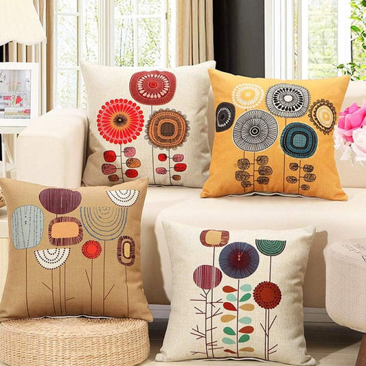 Pack of 4 Emvency Boho Flowers Cushion Covers Cushion Covers