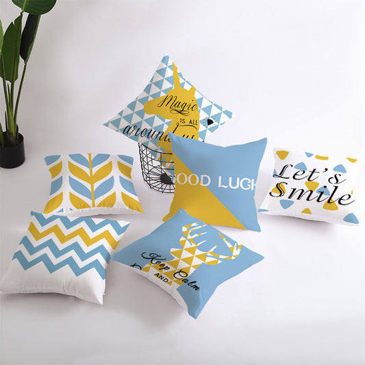 Pack of 6 Let's Smile Geometric Cushion Cover Cushion Covers