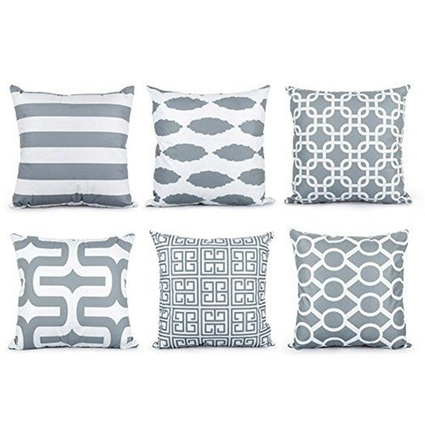 Pack of 6 Grey Nordic Cushion Covers Cushion Covers