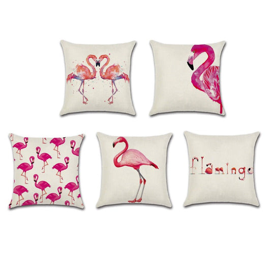 Pack of 5 Tropical Flamingo Cushion Covers Cushion Covers