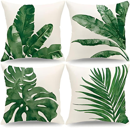 Pack of 4 Palm Tree Tropical Leaves Cushion Covers Cushion Covers