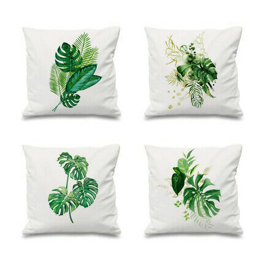 Pack of 4 Golden Monstra Plant Cushion Covers Cushion Covers