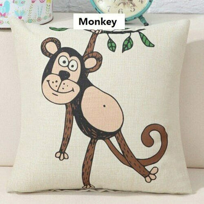 Pack of 6 Cute Animal Cat Monkey Cushion Covers Cushion Covers