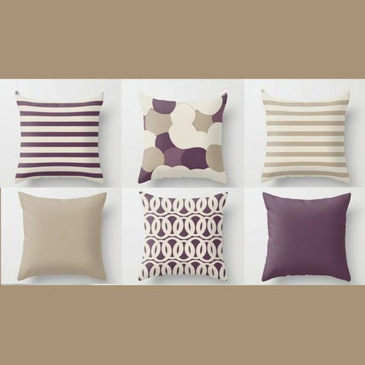 Pack of 8 Purple Brown Throw Pillow Cushion Covers