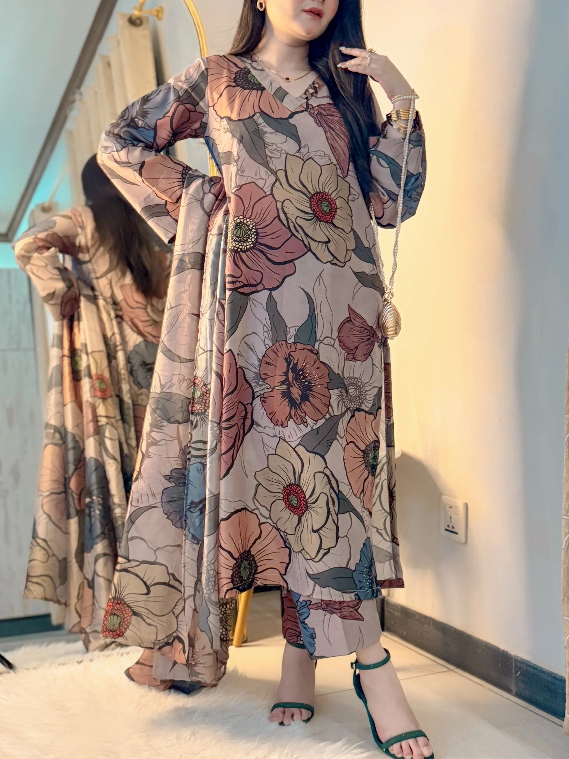 RL- 398 Premium Printed 3 Pc Stitched Suit