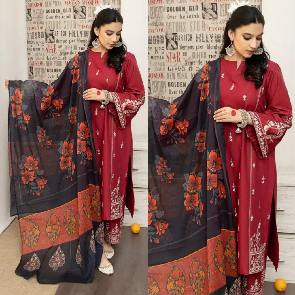 Urge UR-696 Embroidered Dhanak 3pc