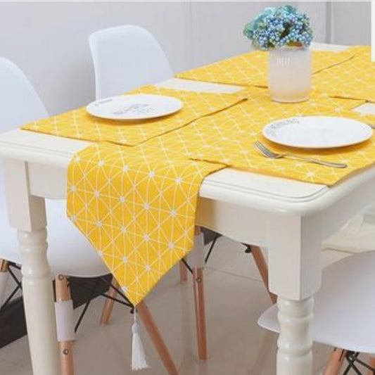 Geometric Table Runner with Mats Table Runner